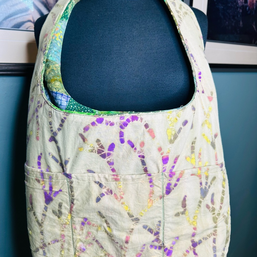 Reversible Quilt Patchwork Green Tote/ Yellow Bag… - image 8